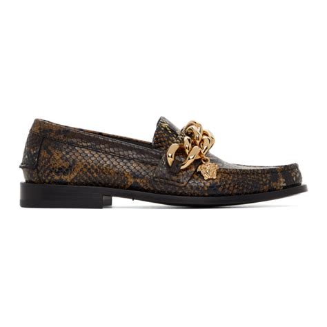 versace brown snake medusa chain loafers|Versace Brown Snake Medusa Chain Loafers .